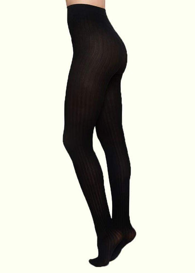 Swedish Stockings: Alma tights i sort 70 denier med rib-look toej Swedish Stockings 